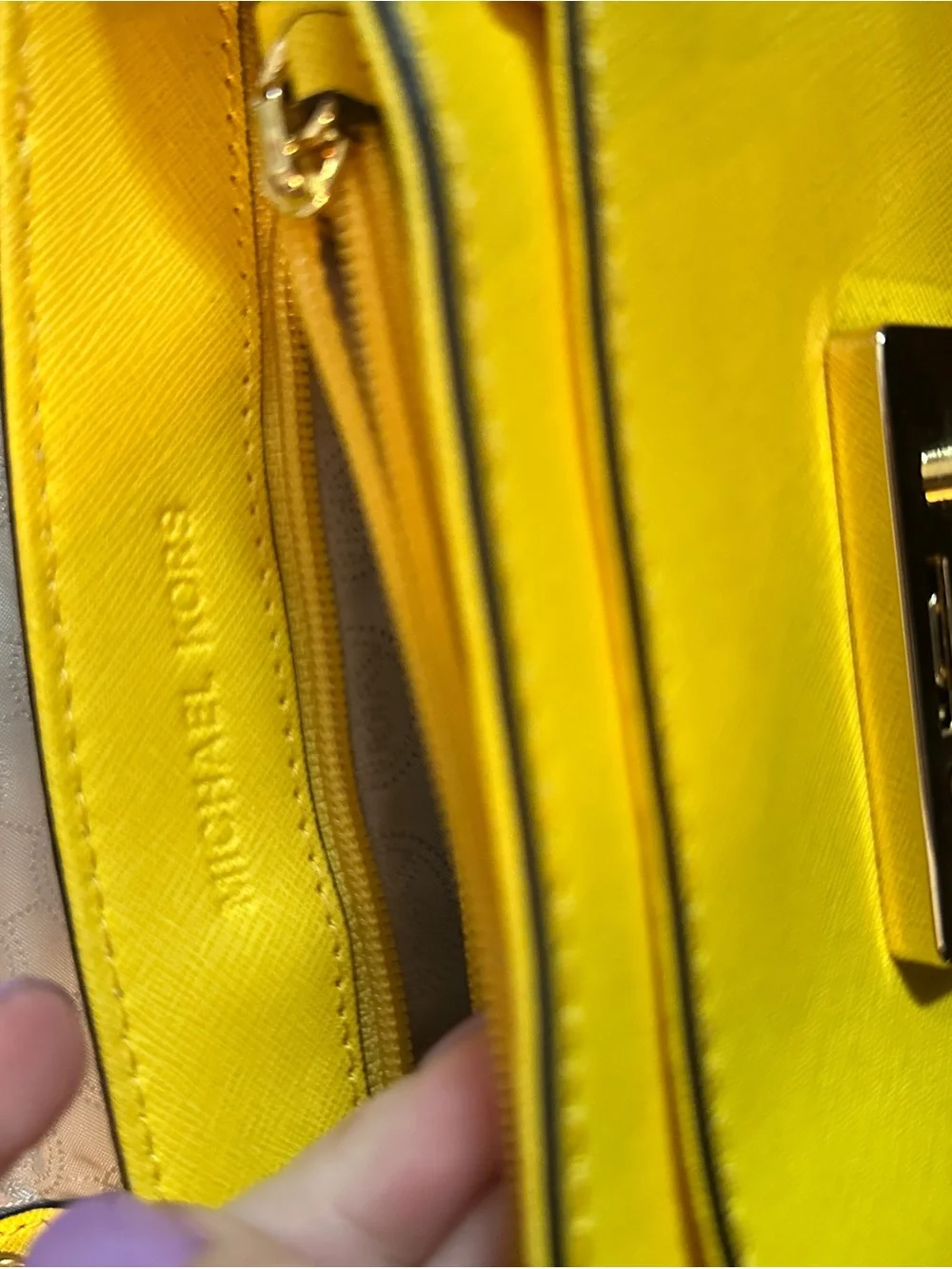 Michael Kors Yellow Studded Leather Chain Shoulder Crossbody